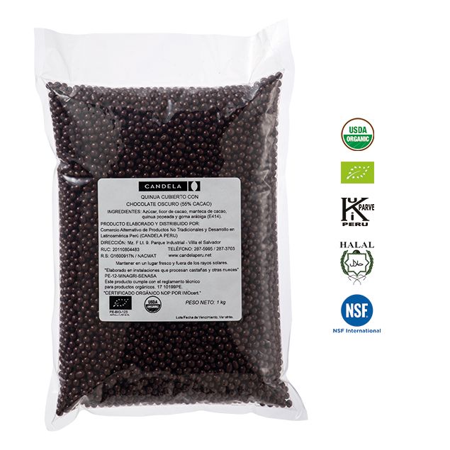 Quinua Cubierta con Chocolate Orgánico 1Kg / 55% Cacao