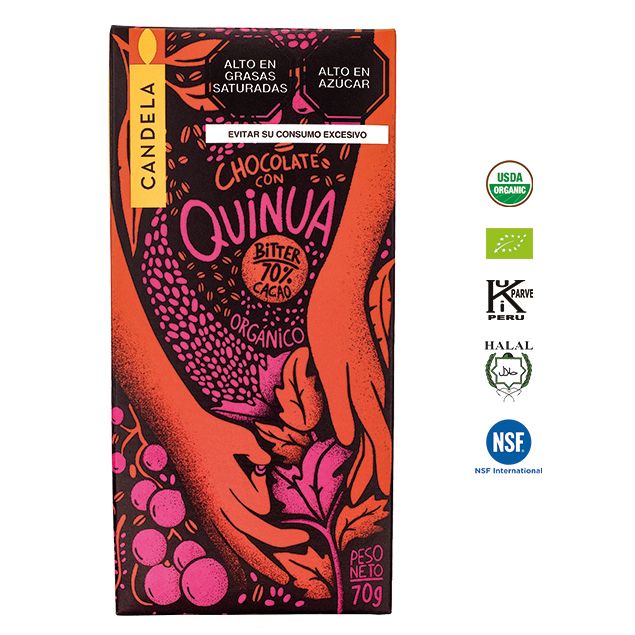 Chocolate Bitter con Quinua Orgánico 70g / 70% Cacao