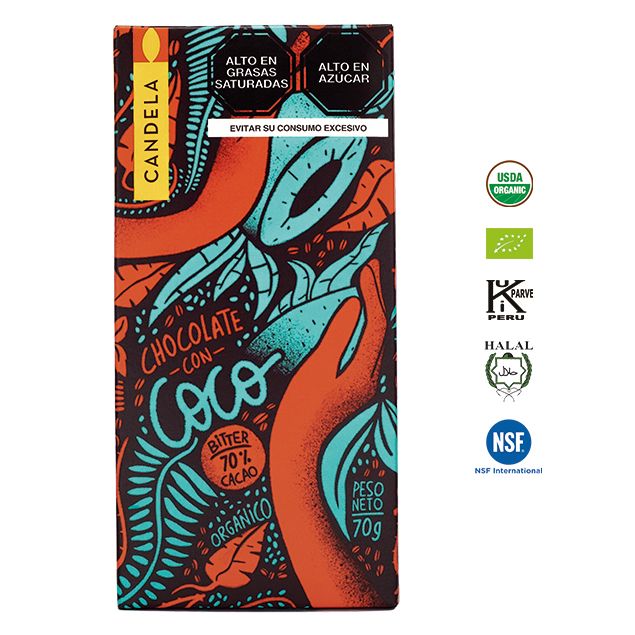 Chocolate Bitter con Coco Orgánico 70g / 70% Cacao