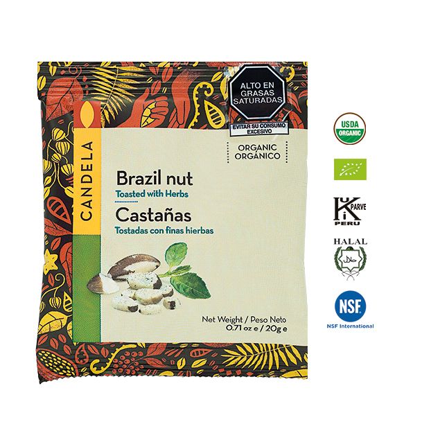 Castañas Amazónicas Tostadas con Finas Hierbas 20g / Caja de 16 unidades