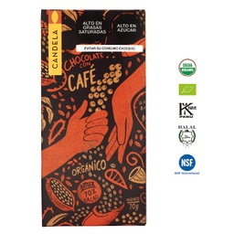 Chocolate Bitter con Café Orgánico 70g / 70% Cacao